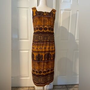 Womens Vintage Scarlett Sleeveless Maxi Dress Ethnic Print 9-10